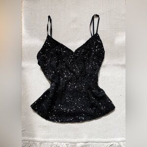 Vintage Y2K The Limited Black Sequin Top Size XL Shelf Bra